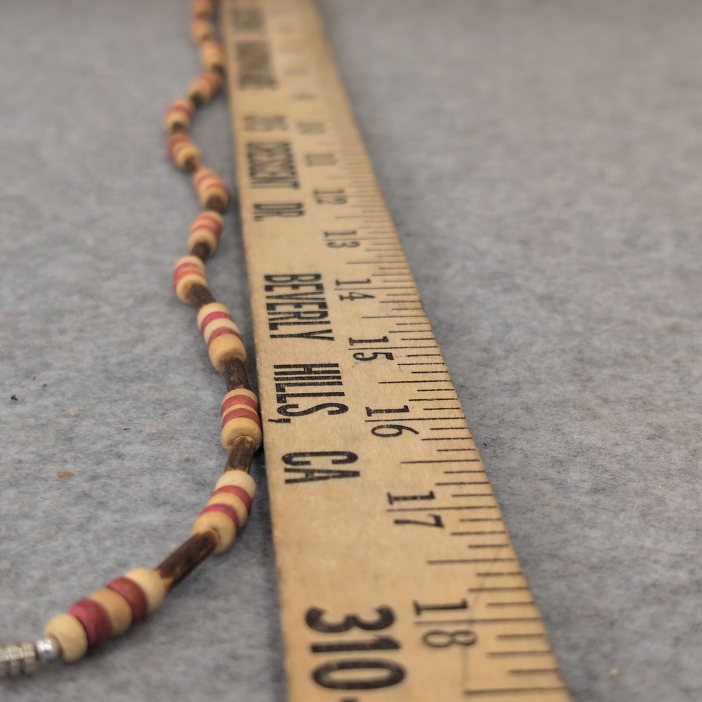 Natural Wood Bead‎ Necklace Red Pink Tan Boho Beach Jewelry - Picture 4 of 4